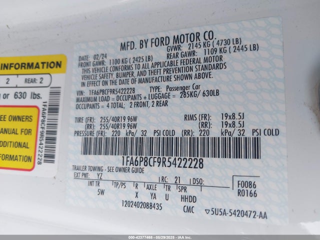 Ford tivct 2024 1FA6P8CF9R5422228 Image 9