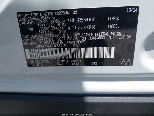 JTMAAAAAXRA051219 Toyota BZ4X XLE
