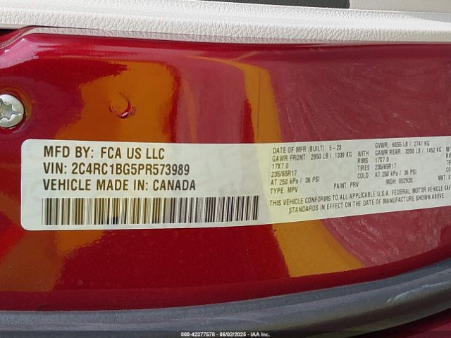 2C4RC1BG5PR573989 Chrysler Pacifica Touring L