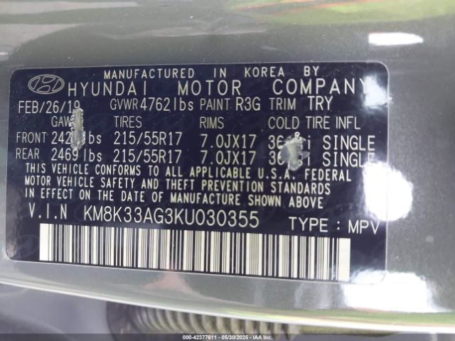 KM8K33AG3KU030355 Hyundai Kona Ev Limited