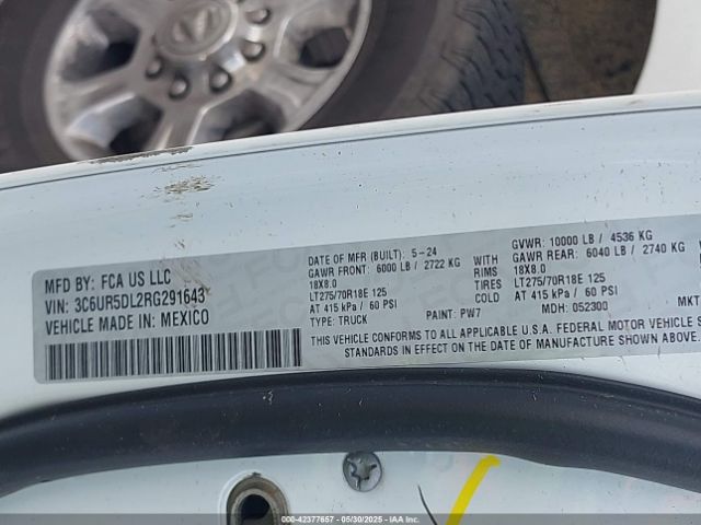 3C6UR5DL2RG291643 RAM 2500 Big Horn  4x4 6'4 Box
