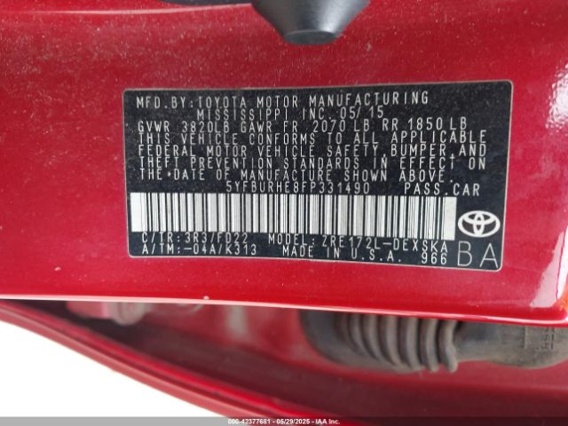 5YFBURHE8FP331490 Toyota Corolla S