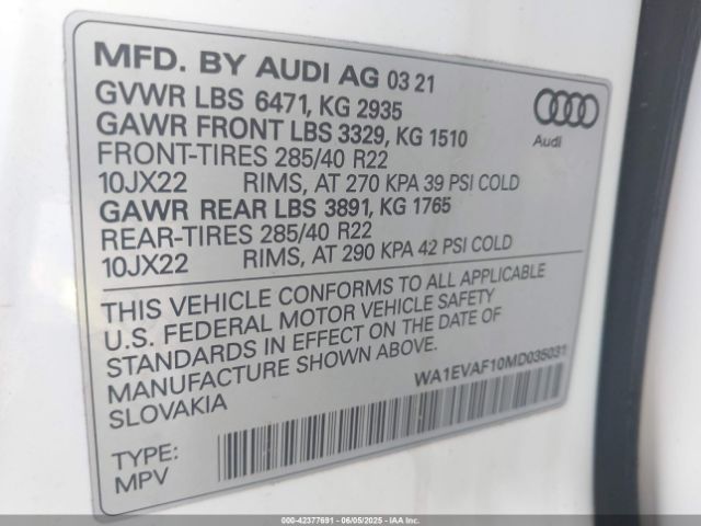2021 AUDI Q8 WA1EVAF10MD035031 Photo 8