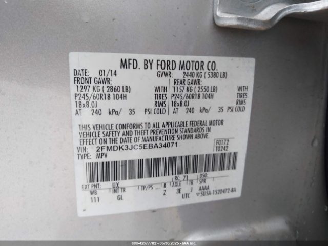 2FMDK3JC5EBA34071 Ford EDGE SEL