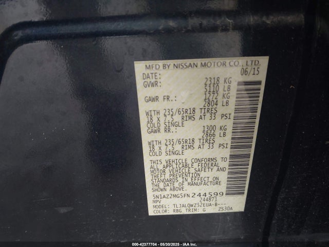 5N1AZ2MG5FN244599 Nissan 2015