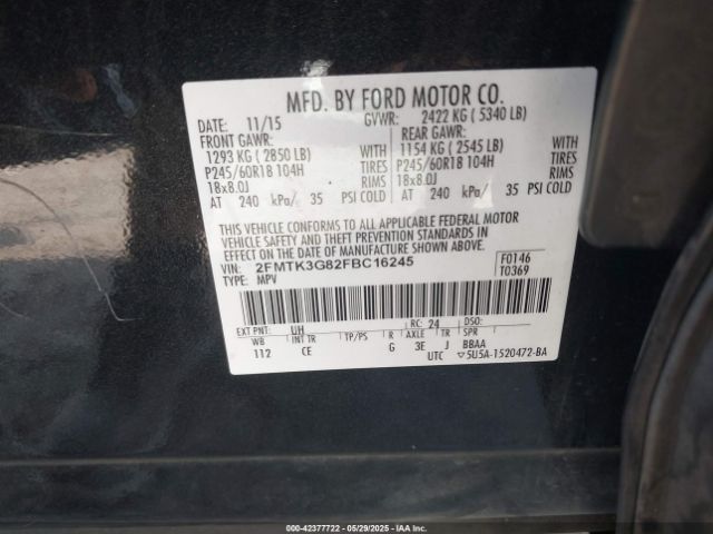 2FMTK3G82FBC16245 Ford EDGE SE