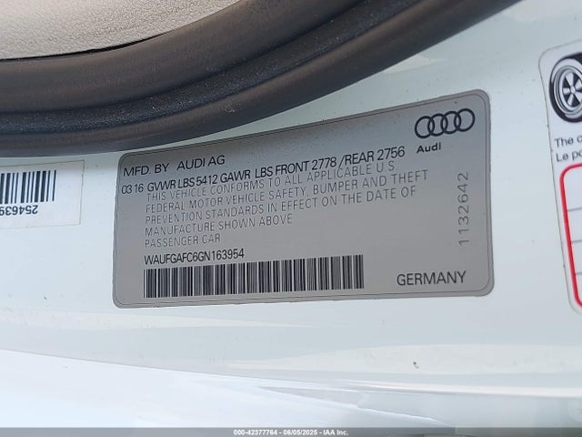 WAUFGAFC6GN163954 Audi 2.0t