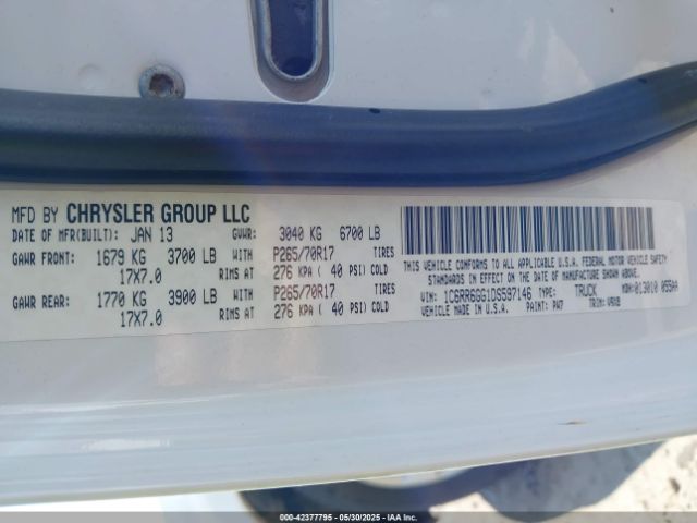 2013 RAM 1500 1C6RR6GG1DS597146 Photo 8