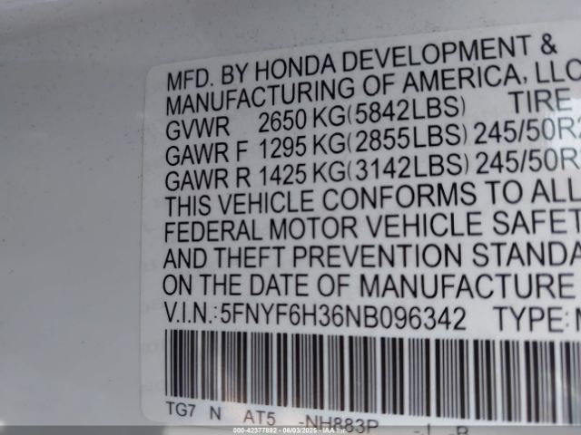2022 HONDA PILOT 5FNYF6H36NB096342 Photo 8
