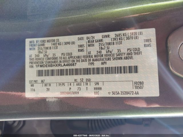 2024 FORD BRONCO 1FMDE8BHXRLA46687 Photo 8
