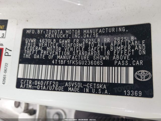 4T1BF1FK5GU236065 Toyota CAMRY SE