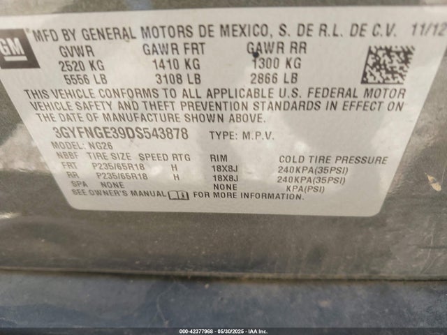 2013 CADILLAC SRX 3GYFNGE39DS543878 Photo 8