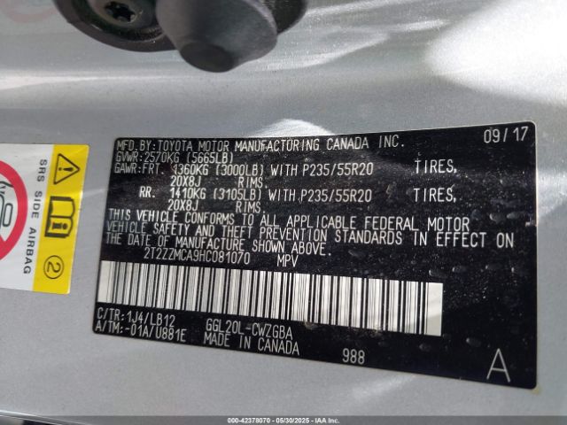 2T2ZZMCA9HC081070 Lexus 2017