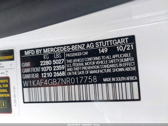 W1KAF4GB7NR017758 Mercedes-Benz m264