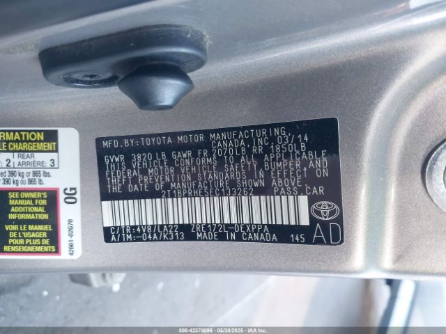 2T1BPRHE5EC133262 Toyota 2zr-fae