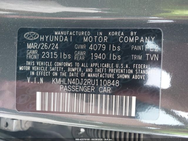 KMHLN4DJ2RU110848 Hyundai Elantra Hybrid Limited