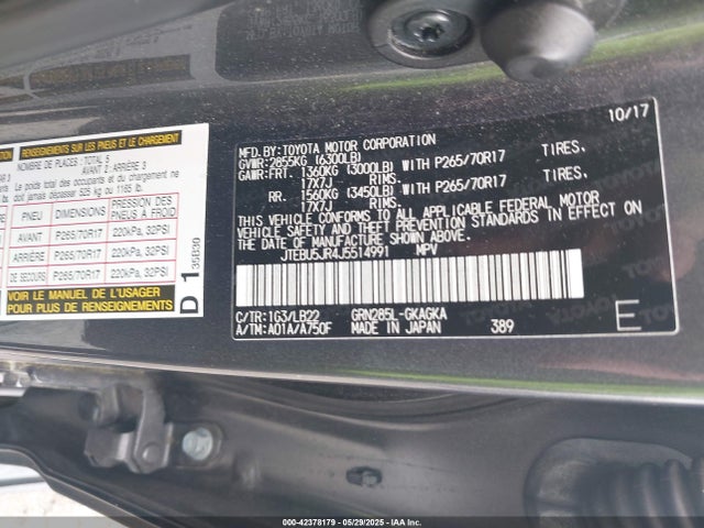 JTEBU5JR4J5514991 Toyota 1gr-fe