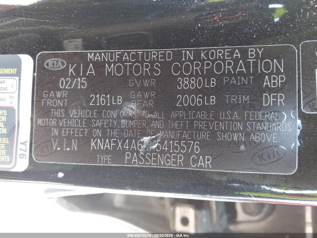 KNAFX4A6XF5415576 KIA dohc mpi nu