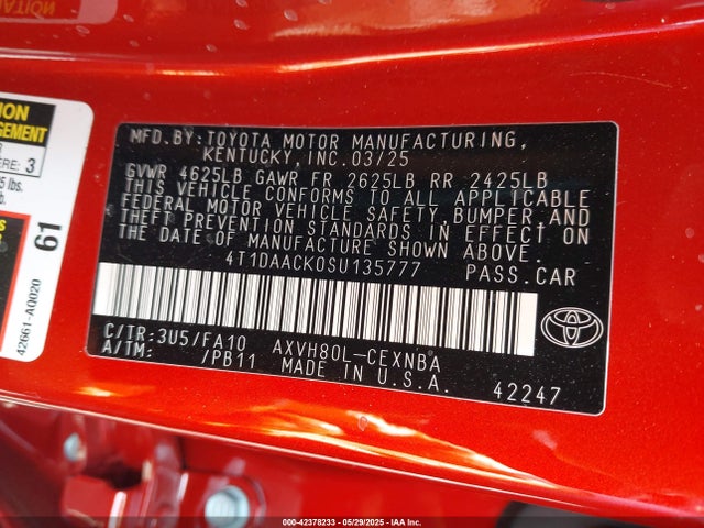 Toyota a25a-fxs 2025 4T1DAACK0SU135777 Image 9