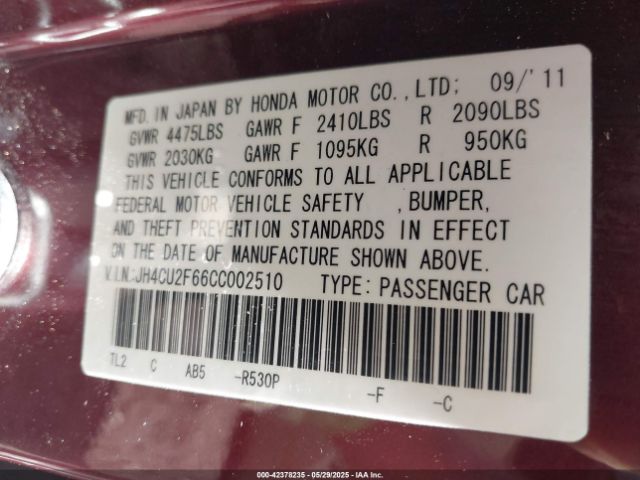 2012 ACURA TSX JH4CU2F66CC002510 Photo 8