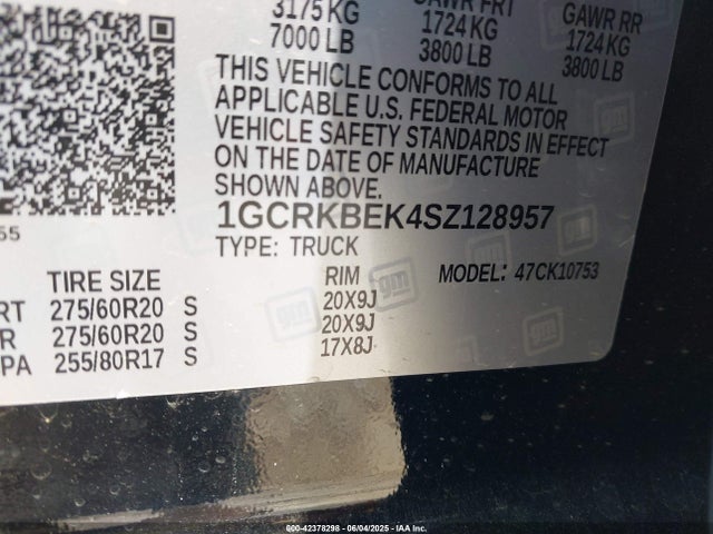 1GCRKBEK4SZ128957 Chevrolet l3b