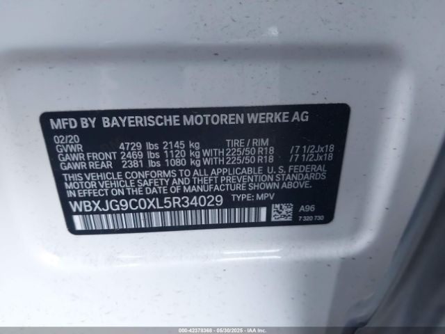 WBXJG9C0XL5R34029 BMW 2020
