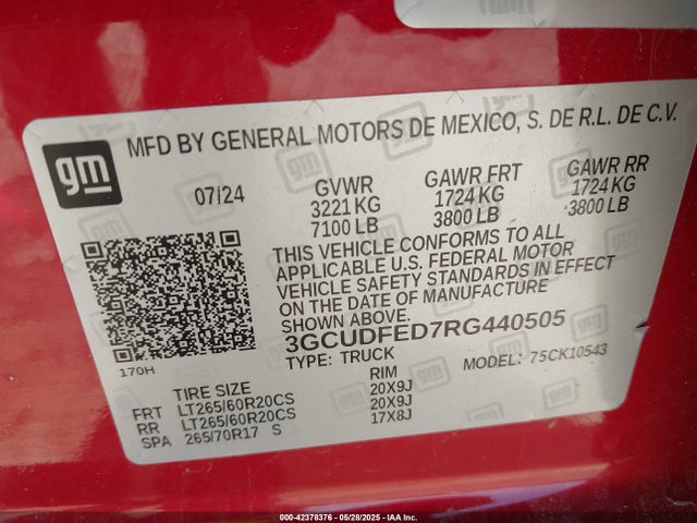3GCUDFED7RG440505 Chevrolet l84