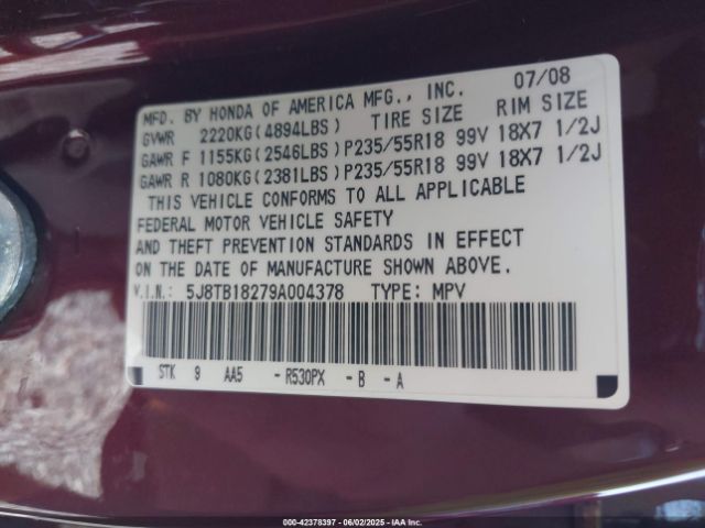 2009 ACURA RDX 5J8TB18279A004378 Photo 8