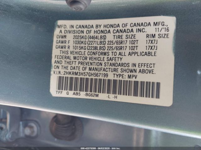 2HKRM3H57GH567199 Honda CR-V EX