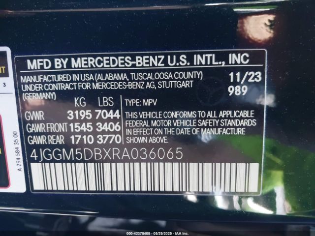 4JGGM5DBXRA036065 Mercedes-Benz electric motor