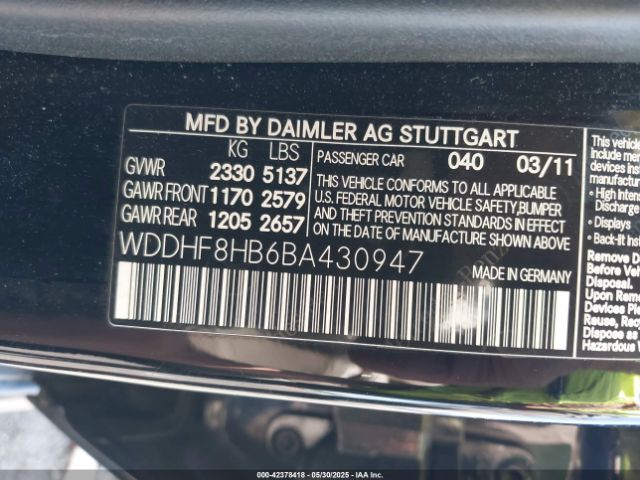 2011 MERCEDES-BENZ E 350 WDDHF8HB6BA430947 Photo 8