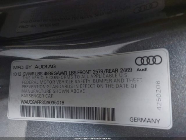 2013 AUDI S5 WAUCGAFR3DA035018 Photo 8