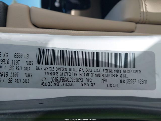 2020 JEEP GRAND CHEROKEE 1C4RJFBG0LC231873 Photo 8