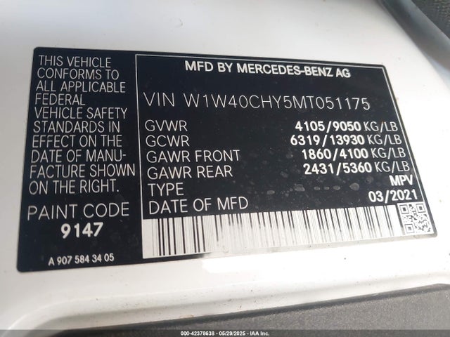 Mercedes-Benz m274 2021 W1W40CHY5MT051175 Image 9