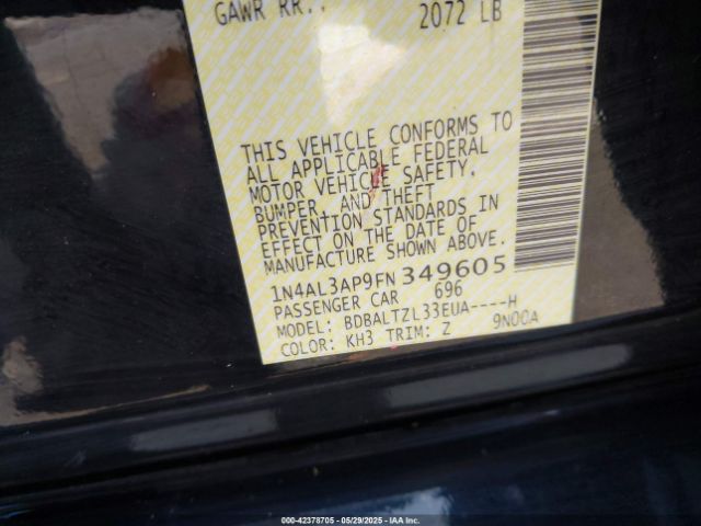 1N4AL3AP9FN349605 Nissan Altima 2.5 Sl