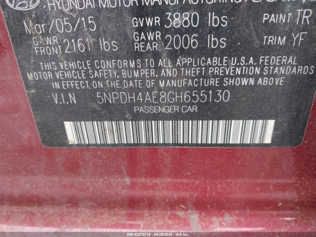 5NPDH4AE8GH655130 Hyundai Elantra Se/sport/limited