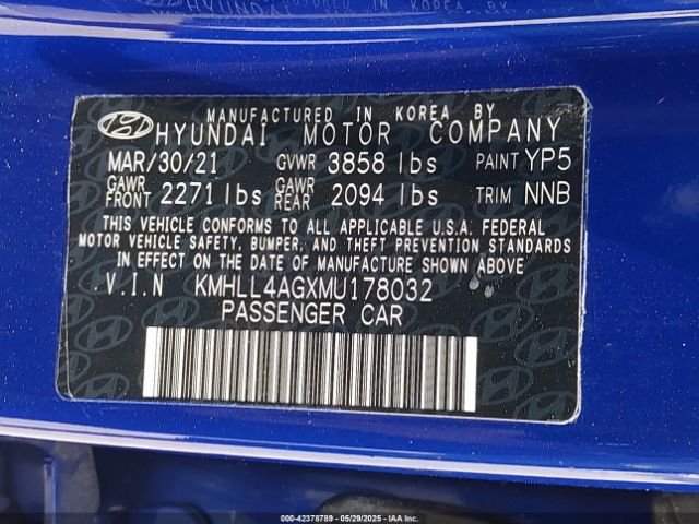 2021 HYUNDAI ELANTRA KMHLL4AGXMU178032 Photo 8