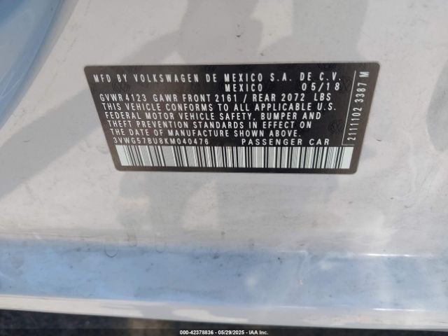 3VWG57BU8KM040476 Volkswagen 1.4 tsi