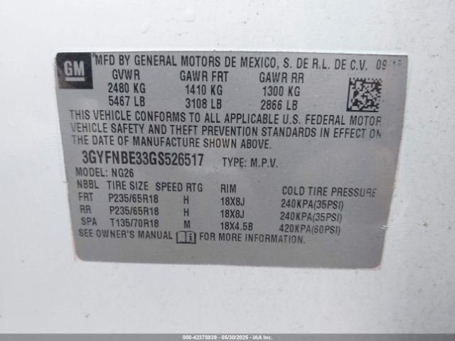 2016 CADILLAC SRX 3GYFNBE33GS526517 Photo 8