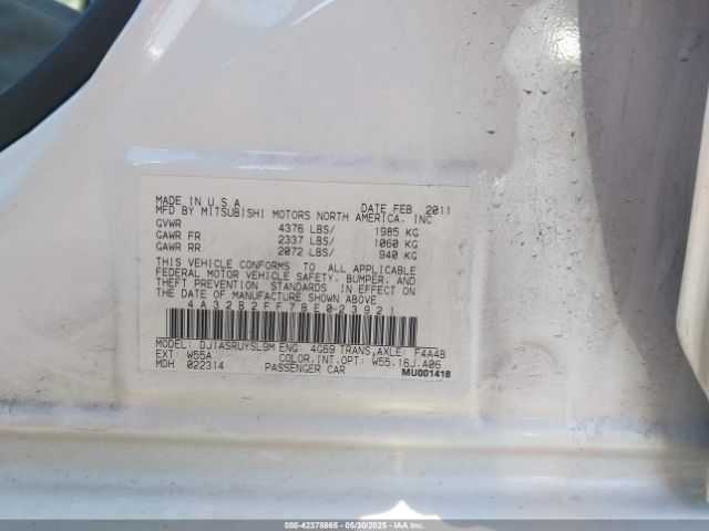 2011 MITSUBISHI GALANT 4A32B2FF7BE023921 Photo 8