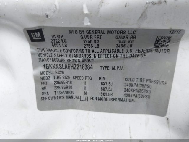 1GKKNSLA6HZ218384 GMC lcv - sidi: spark ignited direct injection, vvt: variable valve timing, dcvcp, e85 max, e0-e100, alum