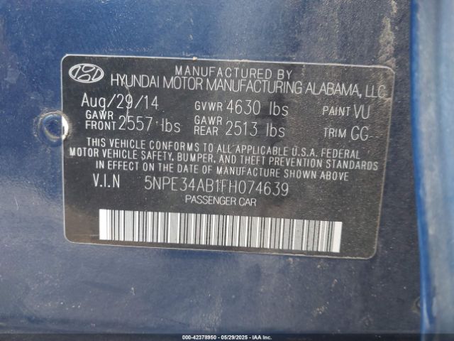 5NPE34AB1FH074639 Hyundai dohc t-gdi theta-ii