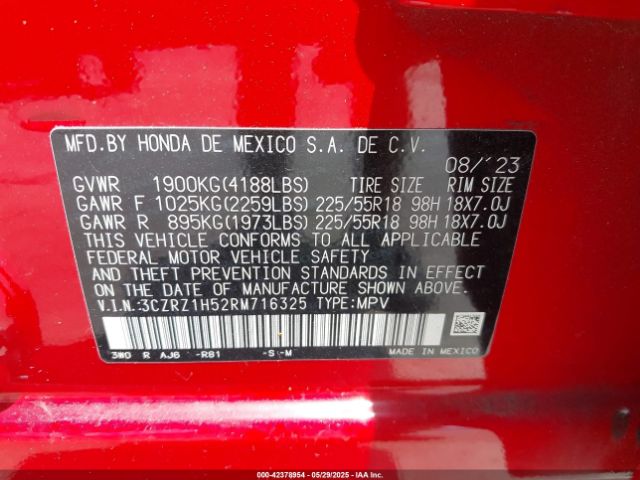 3CZRZ1H52RM716325 Honda Hr-v 2wd Sport/2wd Sport W/o Bsi