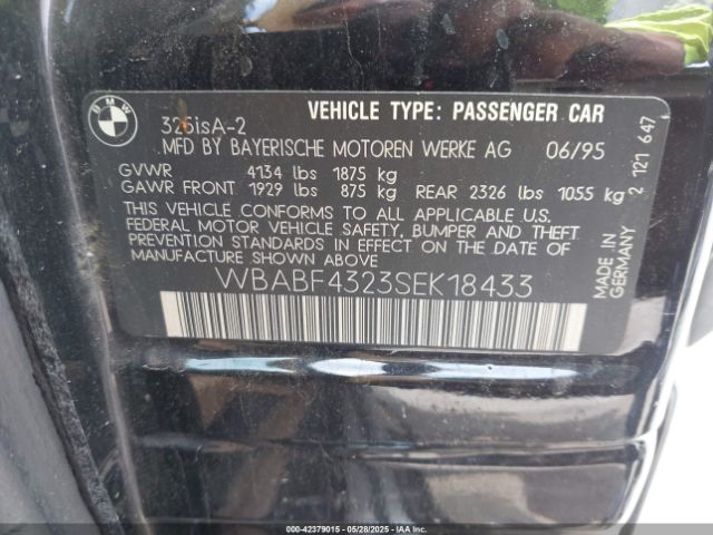 1995 BMW 325 WBABF4323SEK18433 Photo 8