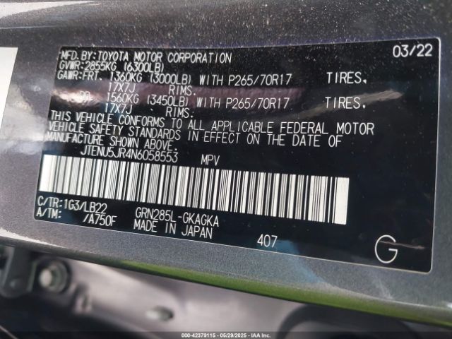 JTENU5JR4N6058553 Toyota 1gr-fe