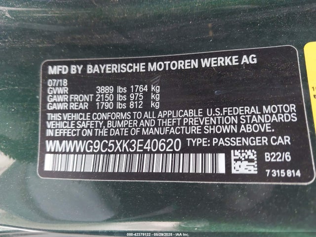 WMWWG9C5XK3E40620 Mini 2019