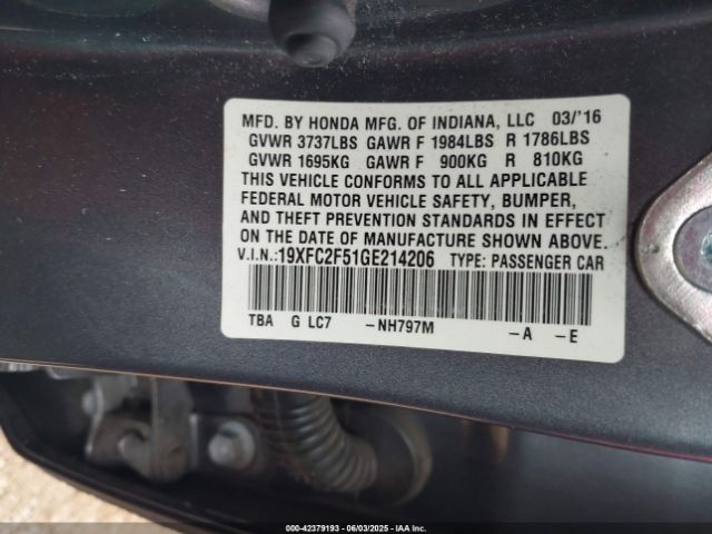 19XFC2F51GE214206 Honda k20c2