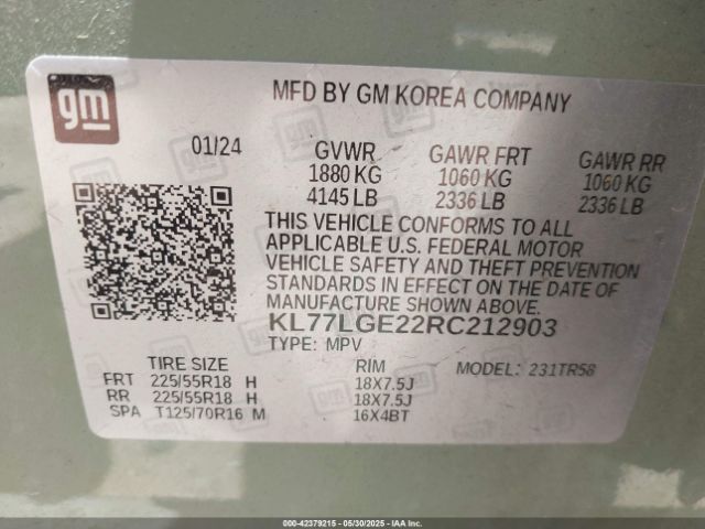 2024 CHEVROLET TRAX KL77LGE22RC212903 Photo 8
