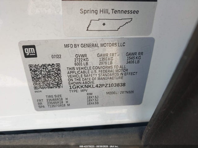 1GKKNKL42PZ103838 GMC lsy