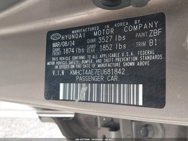 KMHCT4AE7EU681842 Hyundai ACCENT GLS